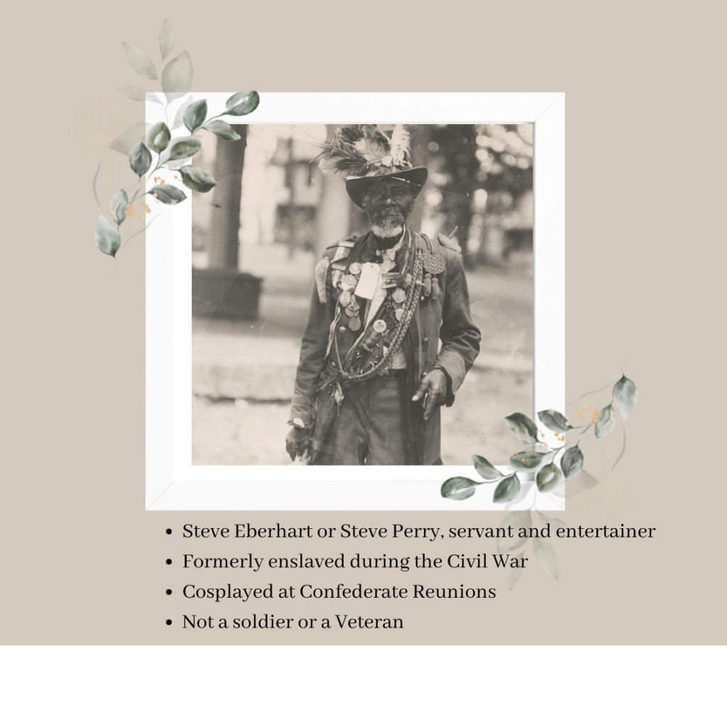 Elderly black man in Civil War "foraging" costume with Medals.